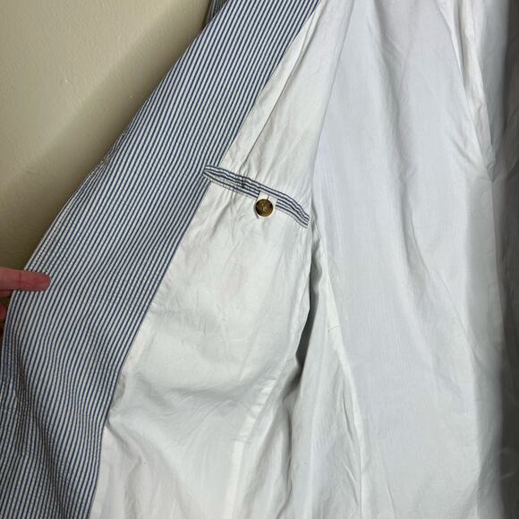 J.Crew Seersucker Blazer 42R Mens Sports Coat Blue Striped 3 Button Preppy Work - Picture 6 of 10